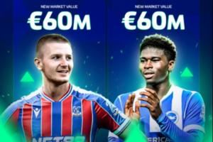 21岁后腰双子星！巴莱巴、沃顿身价一起暴涨，涨至6000万欧